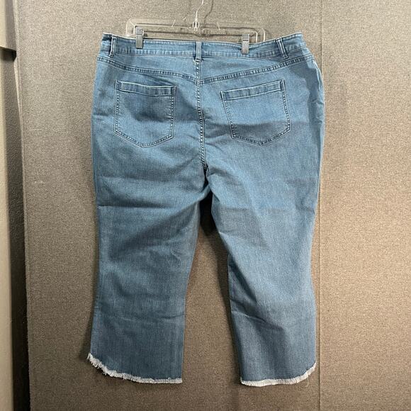 Studio Park x Jane Treacy Regular Denim Kick Flare Cropped Medium Wash, Plus 22 - Picture 2 of 11